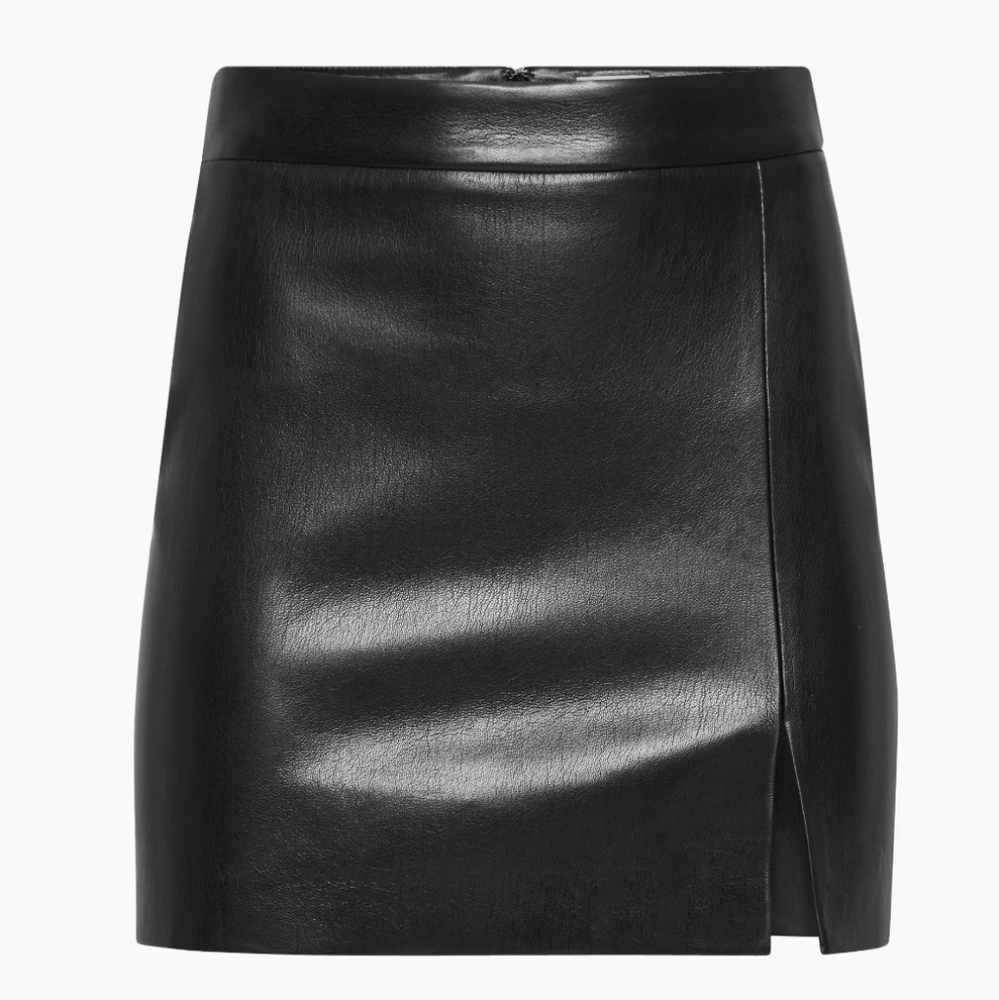 Aritzia vegan leather patio mini skirt black size 0